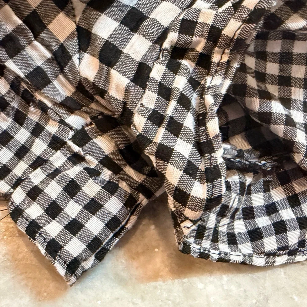 Gingham Skort Size 14 kids Black White Tie Waist Ruffle Hem High Rise
